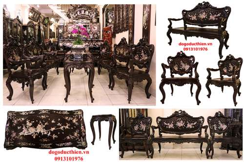BỘ BÀN GHẾ LOUIS - TUYỆT TÁC GỖ GỤ CẨN ỐC XÀ CỪ 